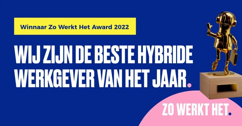 Gewinner des Zo Werkt Het Award 2022, bester hybrider Arbeitgeber des Jahres